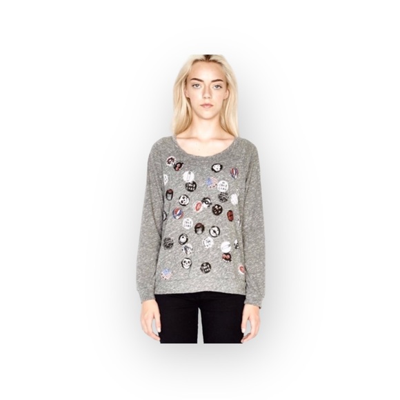 Lauren Moshi Tops - Lauren Moshi ☻ Grateful Dead Pins Knit Pullover Sweater Sweatshirt ☻ Heather XS